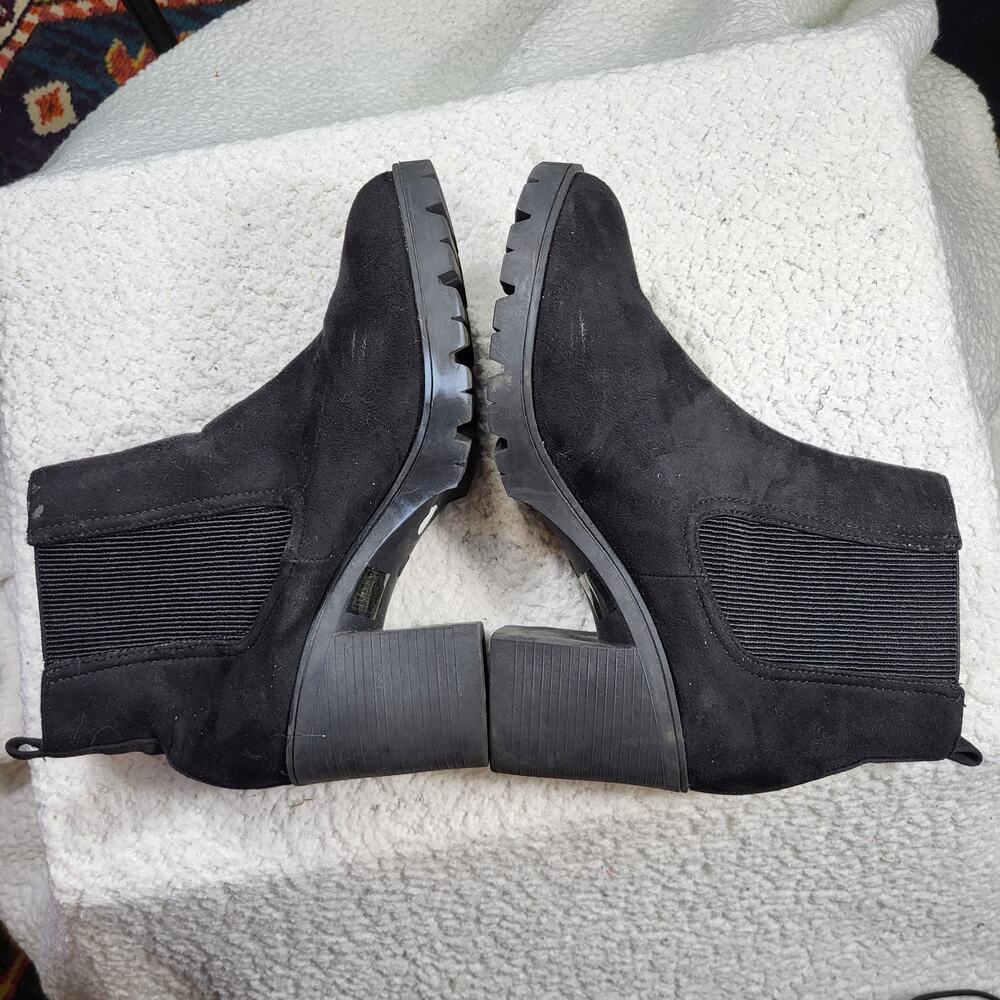 Topshop Ankle Boots Chunky Sole black block heeled booties women size 41 US 10.5